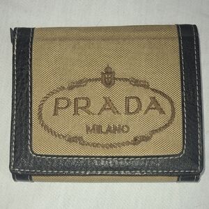 Prada Milano Tan and Black Leather Wallet